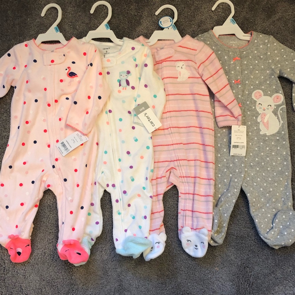NWT Carters Set of 4 Footie Sleepers PJ